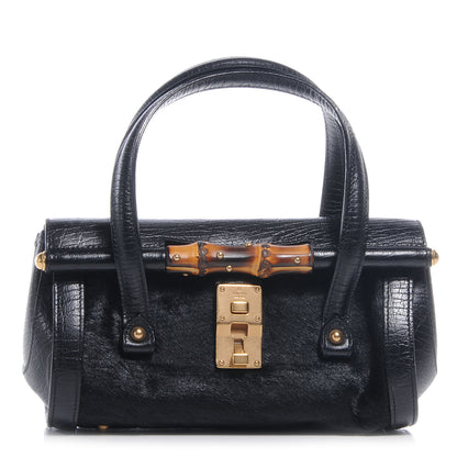 Gucci Calf Hair Calfskin Mini Bamboo Bullet Black 1 of 8