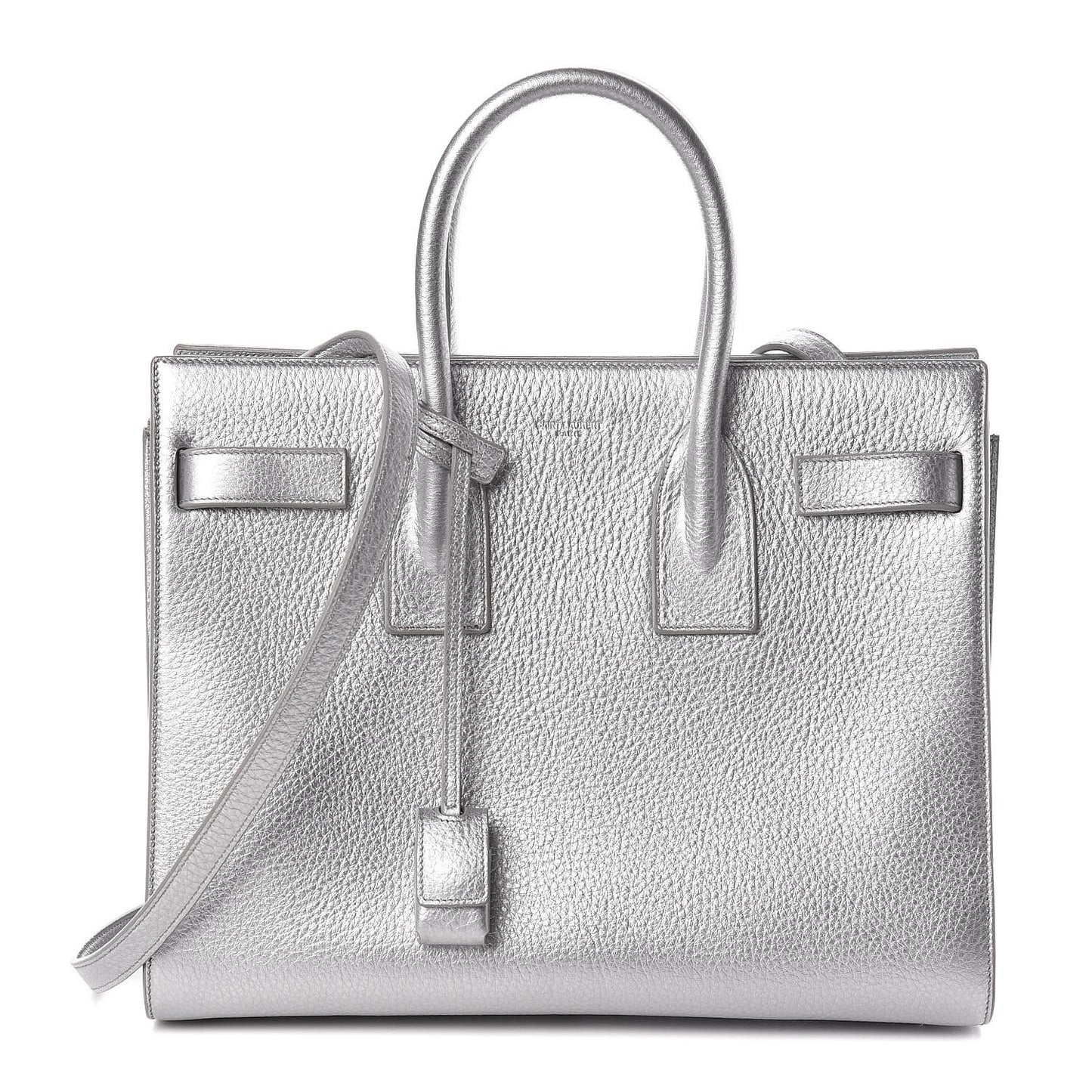 Metallic Calfskin Small Sac De Jour Silver