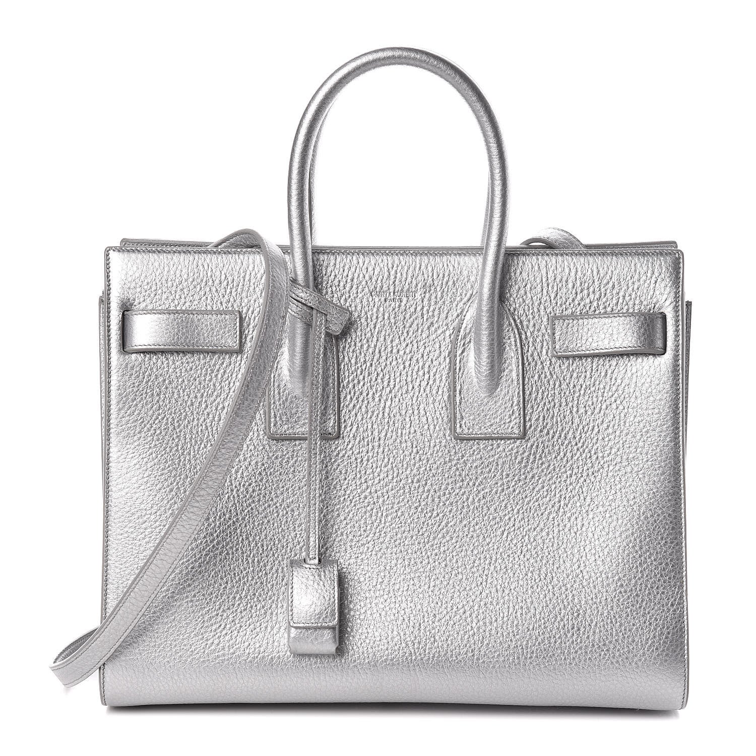 Saint Laurent Metallic Calfskin Small Sac De Jour Silver 1 of 9