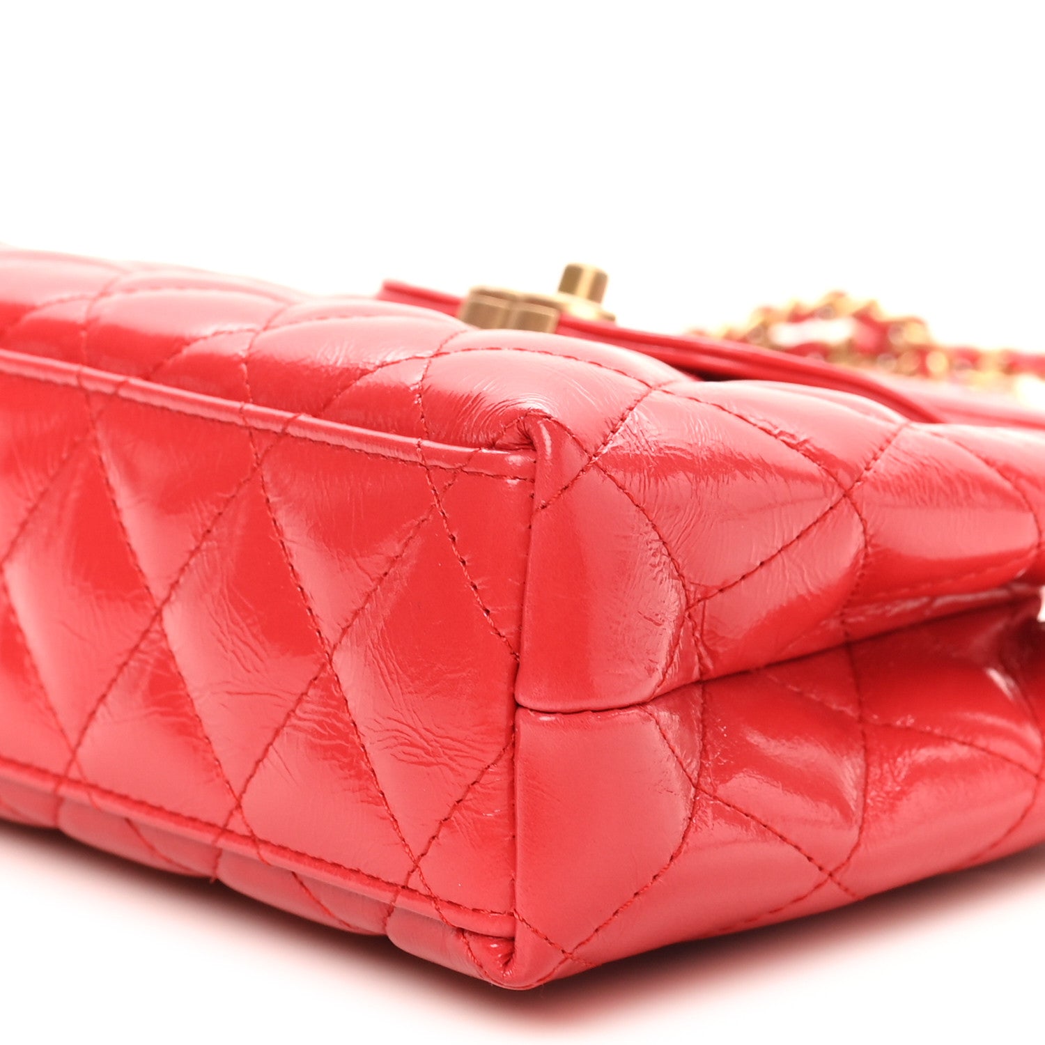 Chanel Shiny Aged Calfskin Quilted Nano Kelly Shopper Dark Red 10 of 11