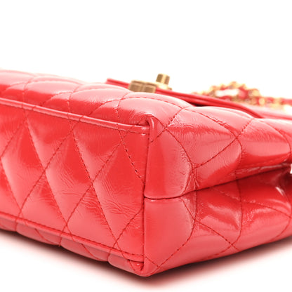 Chanel Shiny Aged Calfskin Quilted Nano Kelly Shopper Dark Red 10 of 11