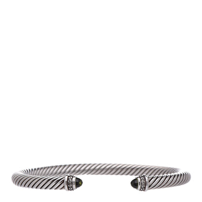 David Yurman Sterling Silver Diamond Peridot 5mm Cable Classics Bracelet 1 of 4