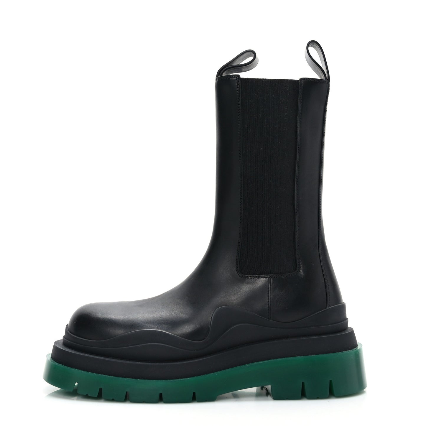Calfskin The Tire Chelsea Boots 38 Black Green