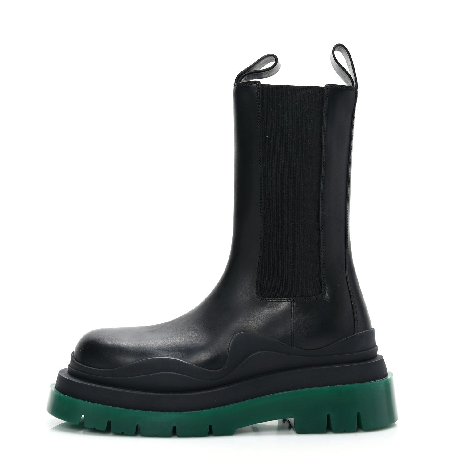 Bottega Veneta Calfskin The Tire Chelsea Boots 38 Black Green 1 of 7