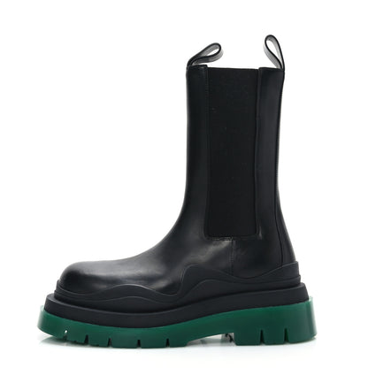 Bottega Veneta Calfskin The Tire Chelsea Boots 38 Black Green 1 of 7