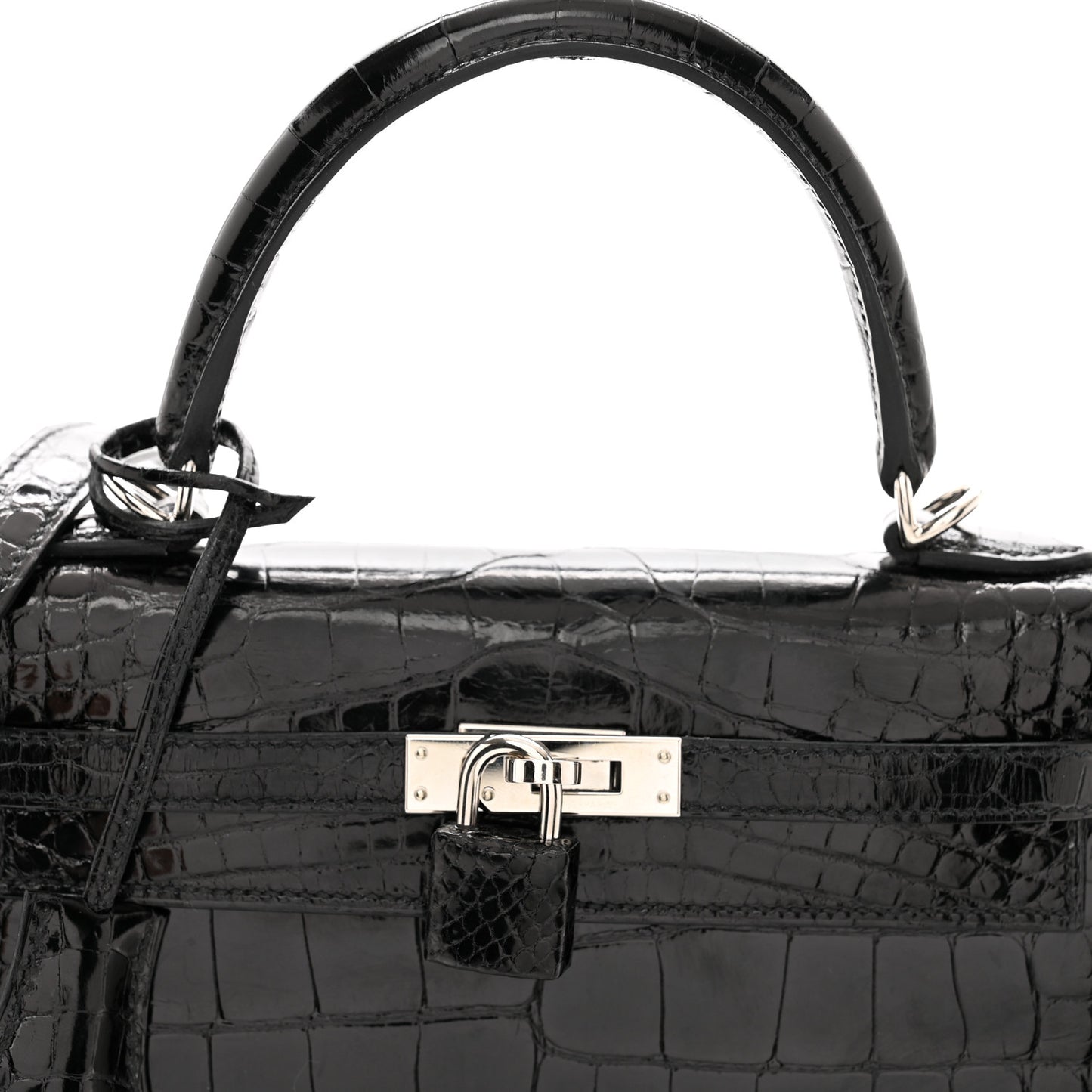 Shiny Alligator Kelly Sellier 25 Black