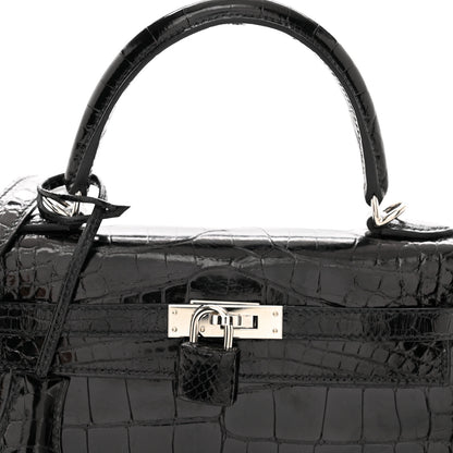 Hermes Shiny Alligator Kelly Sellier 25 Black 5 of 12