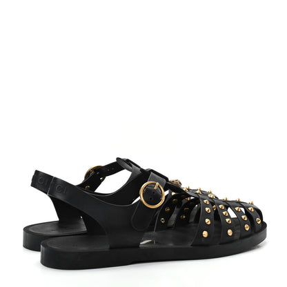 Gucci Rubber Mens Buckle Strap Stud Sandal 9 Black 4 of 10