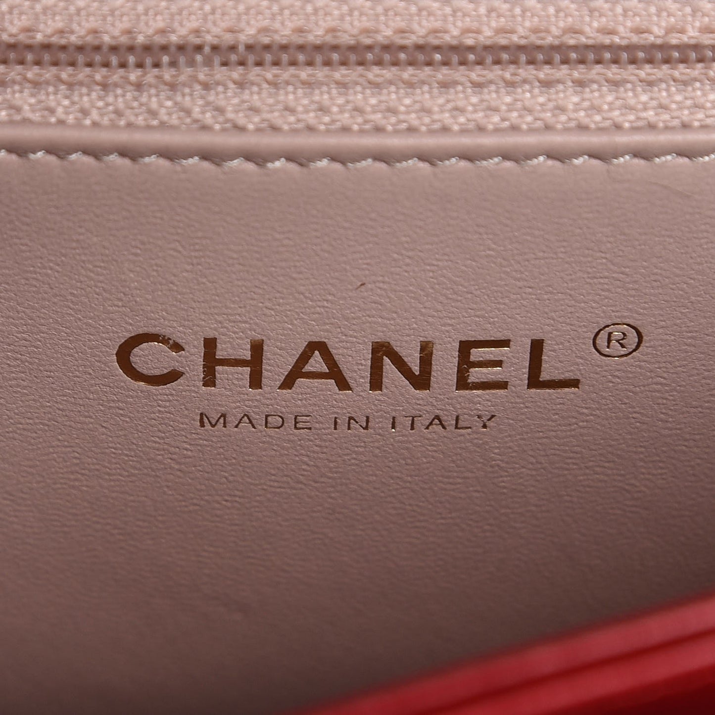 Iridescent Calfskin Quilted Small Straight Lined Flap Red
