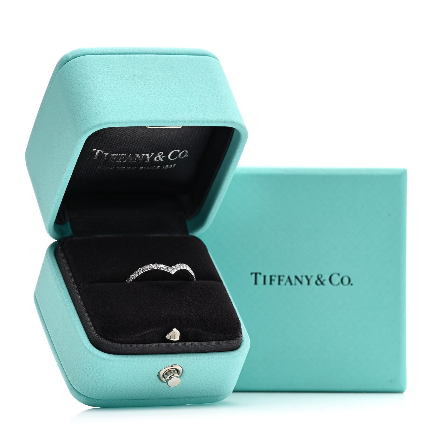 Tiffany Platinum Diamond Soleste V Band Ring 54 6.75 5 of 5