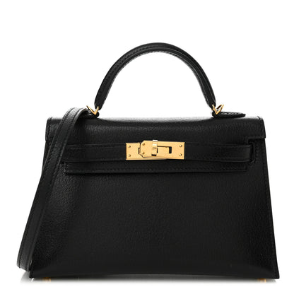 Hermes Chevre Chamkila Mini Kelly Sellier 20 Black 1 of 12