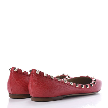 Valentino Garavani Pebbled Calfskin Rockstud Ballerina Flats 40 Rock Pink 4 of 12