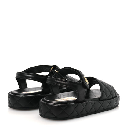 Chanel Lambskin Quilted Dad Sandals 39 Black 5 of 13
