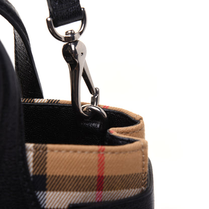 Burberry Goatskin Vintage Check Baby Banner Tote Black 15 of 17