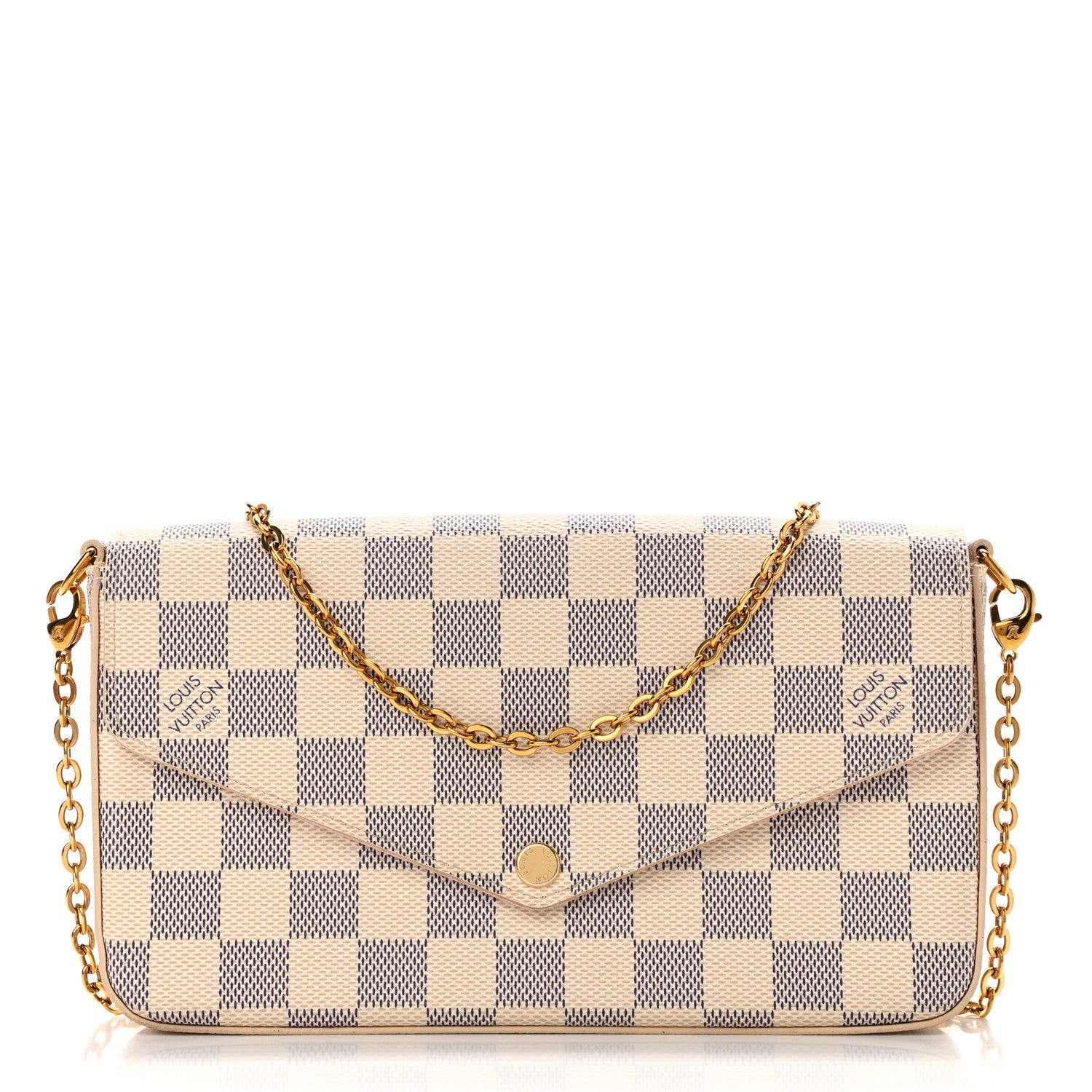 Louis Vuitton Damier Azur Pochette Felicie Chain Wallet Rose Ballerine 3 of 14