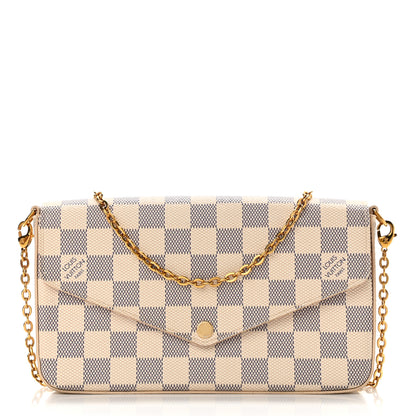 Louis Vuitton Damier Azur Pochette Felicie Chain Wallet Rose Ballerine 3 of 14