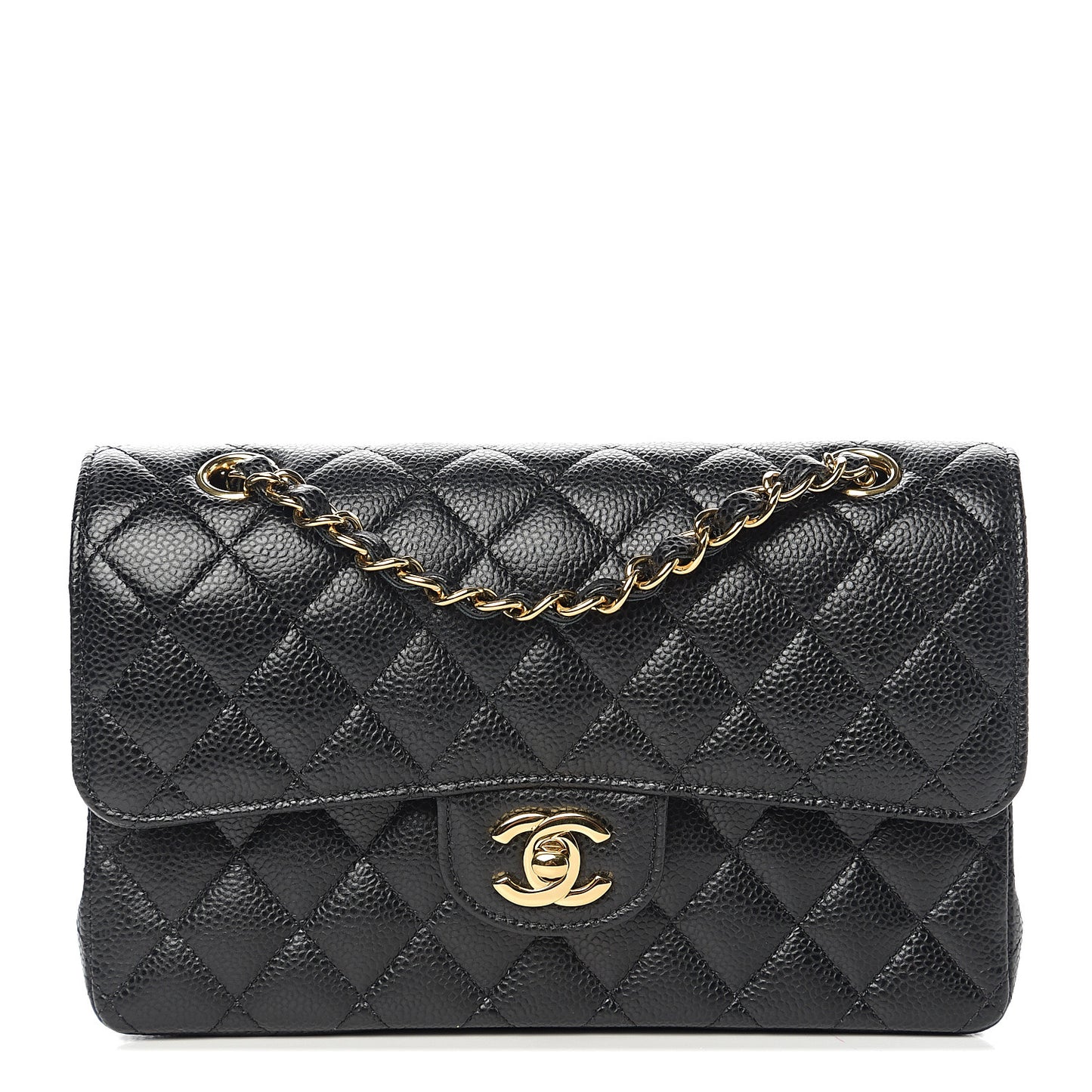Caviar Quilted Small Double Flap Black
