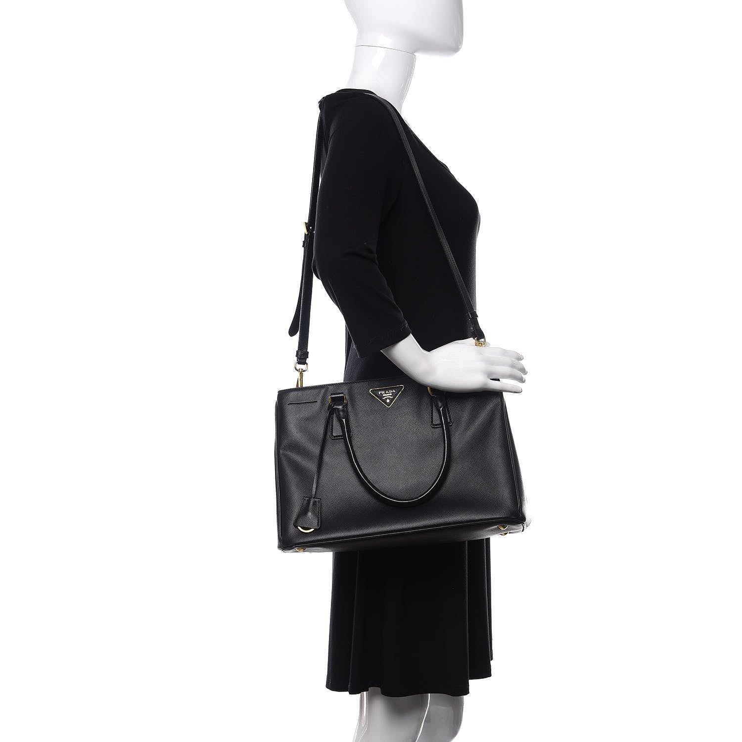 Prada Saffiano Lux Medium Tote Black 2 of 11