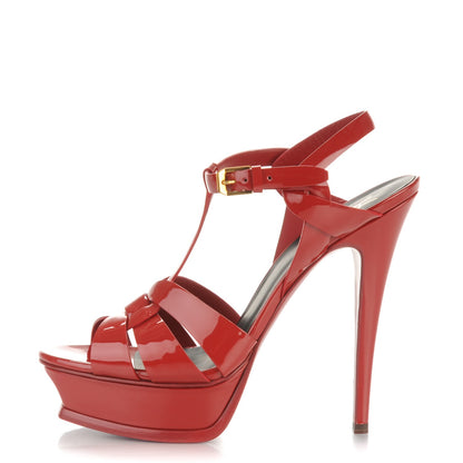 Saint Laurent Patent Tribute 105 Platform Sandals 39 Red 1 of 7