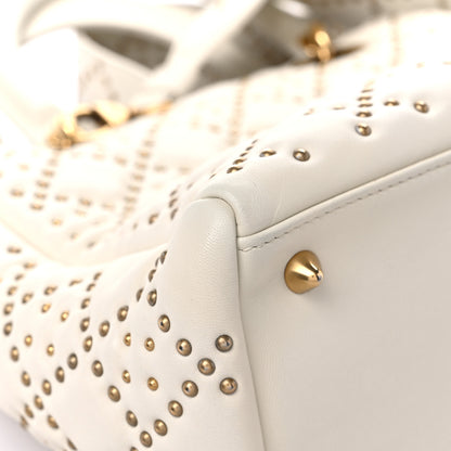 Christian Dior Calfskin Cannage Studded Medium Supple Lady Dior White 10 of 15