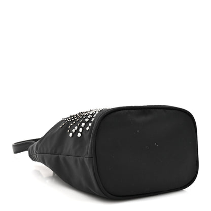 Prada Tessuto Saffiano Ricamo Sequin Crystal Embellished Mini Re-Edition 1978 Bucket Bag Black 4 of 9