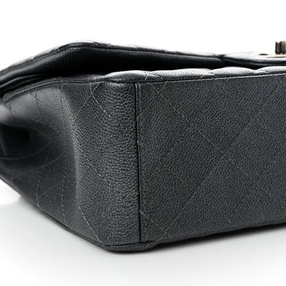 Chanel Metallic Caviar Quilted Maxi Double Flap Charcoal 9 of 10