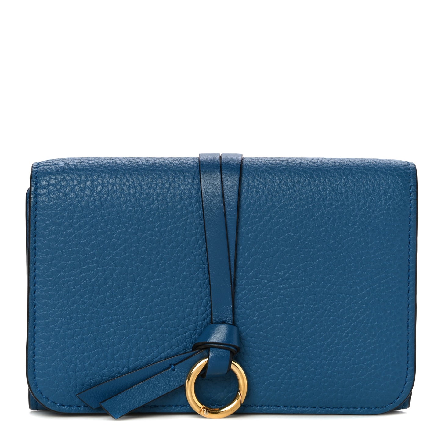 Calfskin Alphabet Compact Wallet Smoky Blue