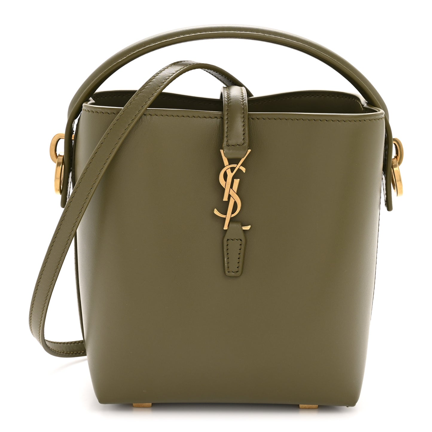 Shiny Calfskin Le 37 Mini Bucket Bag Strong Moss