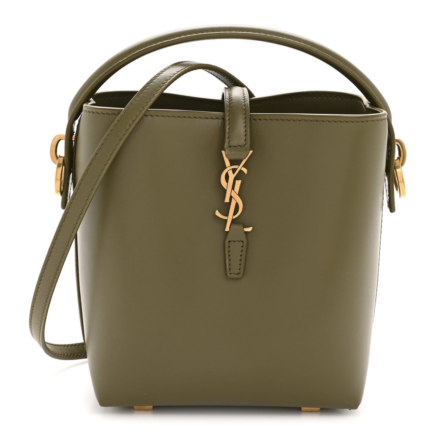 Saint Laurent Shiny Calfskin Le 37 Mini Bucket Bag Strong Moss 1 of 11