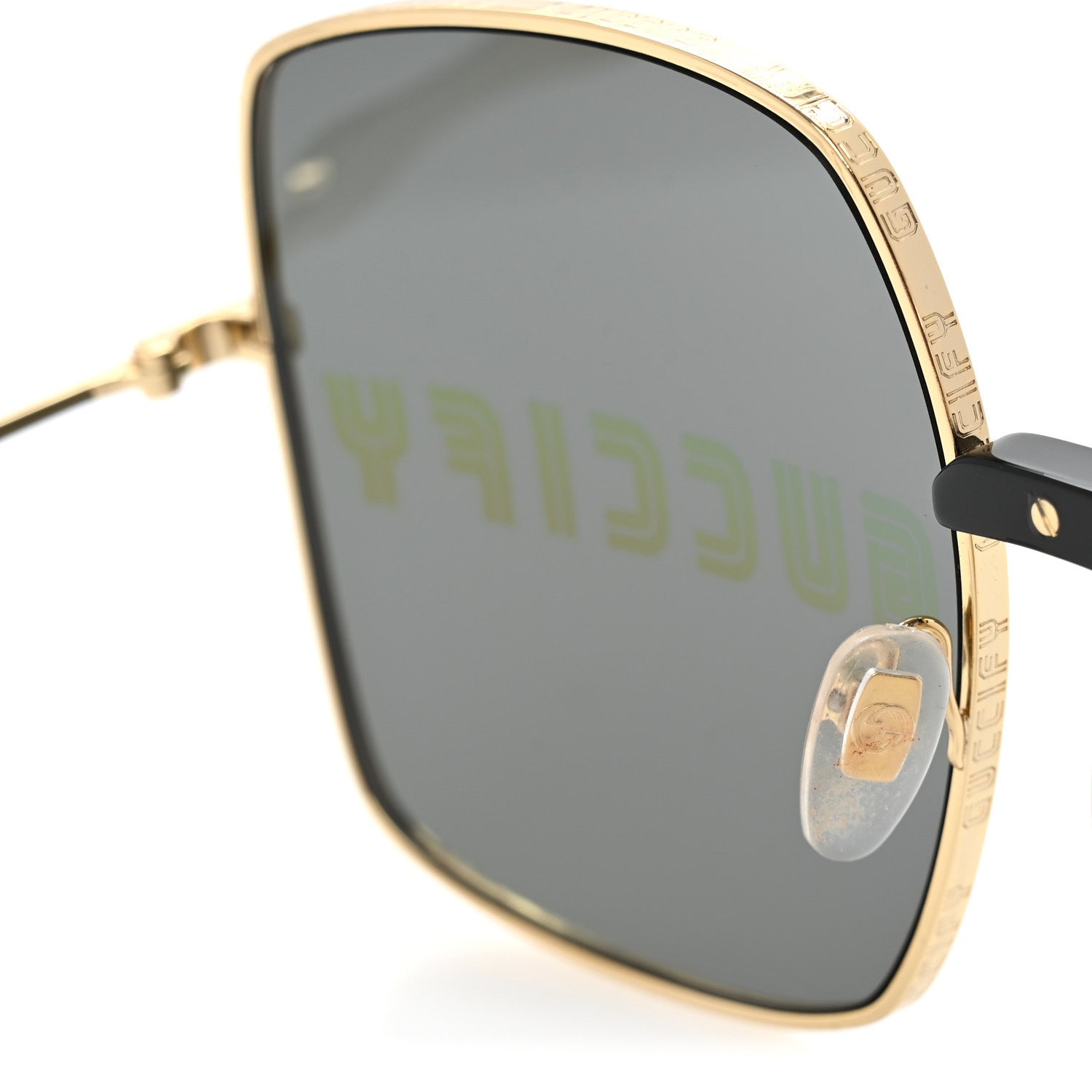 Gucci Metal Rectangular Guccify Frame Sunglasses GG0414S Gold 8 of 9