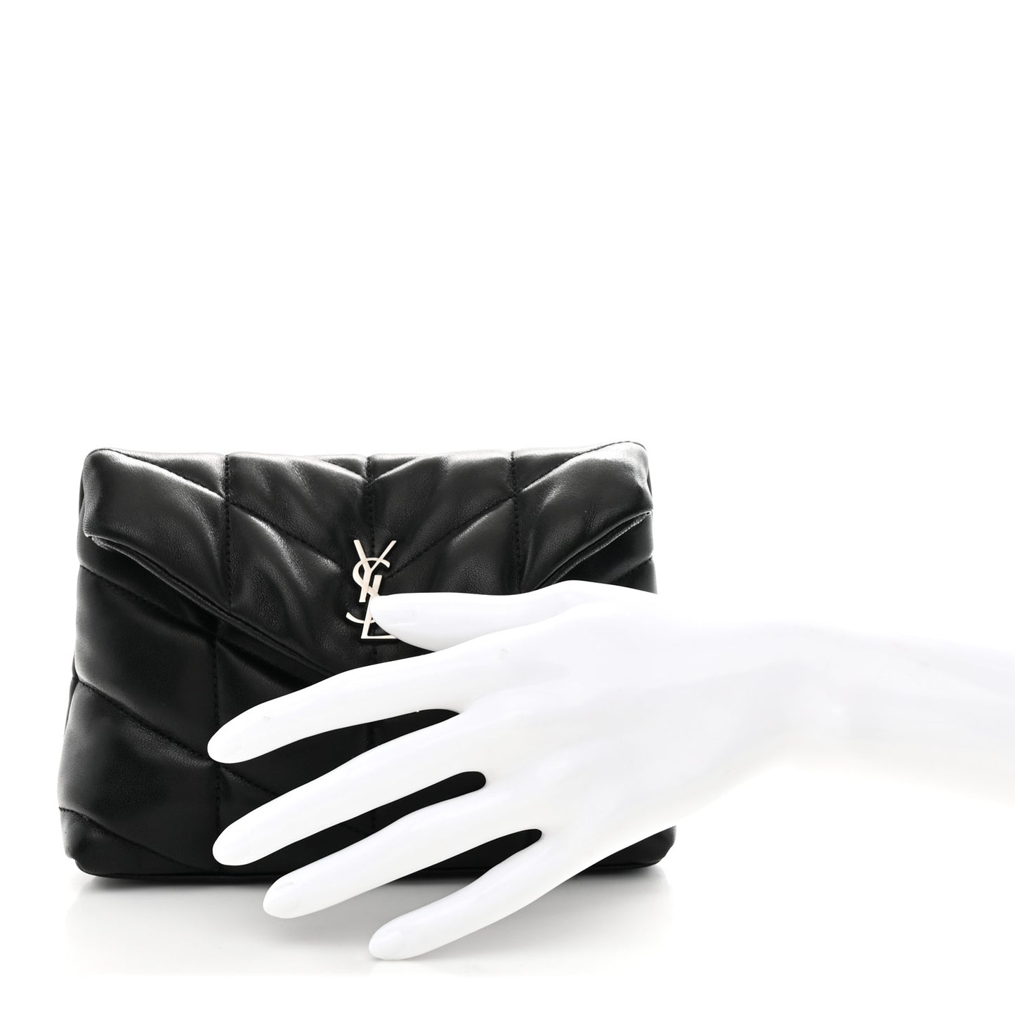 Lambskin Monogram Loulou Puffer Pouch Clutch Black