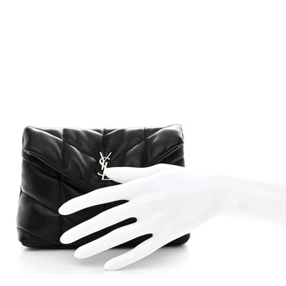 Saint Laurent Lambskin Monogram Loulou Puffer Pouch Clutch Black 3 of 8