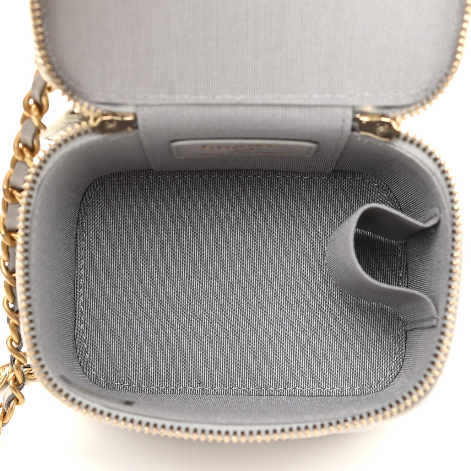 Chanel Lambskin Quilted Top Handle Mini Vanity Case With Chain Grey 5 of 12