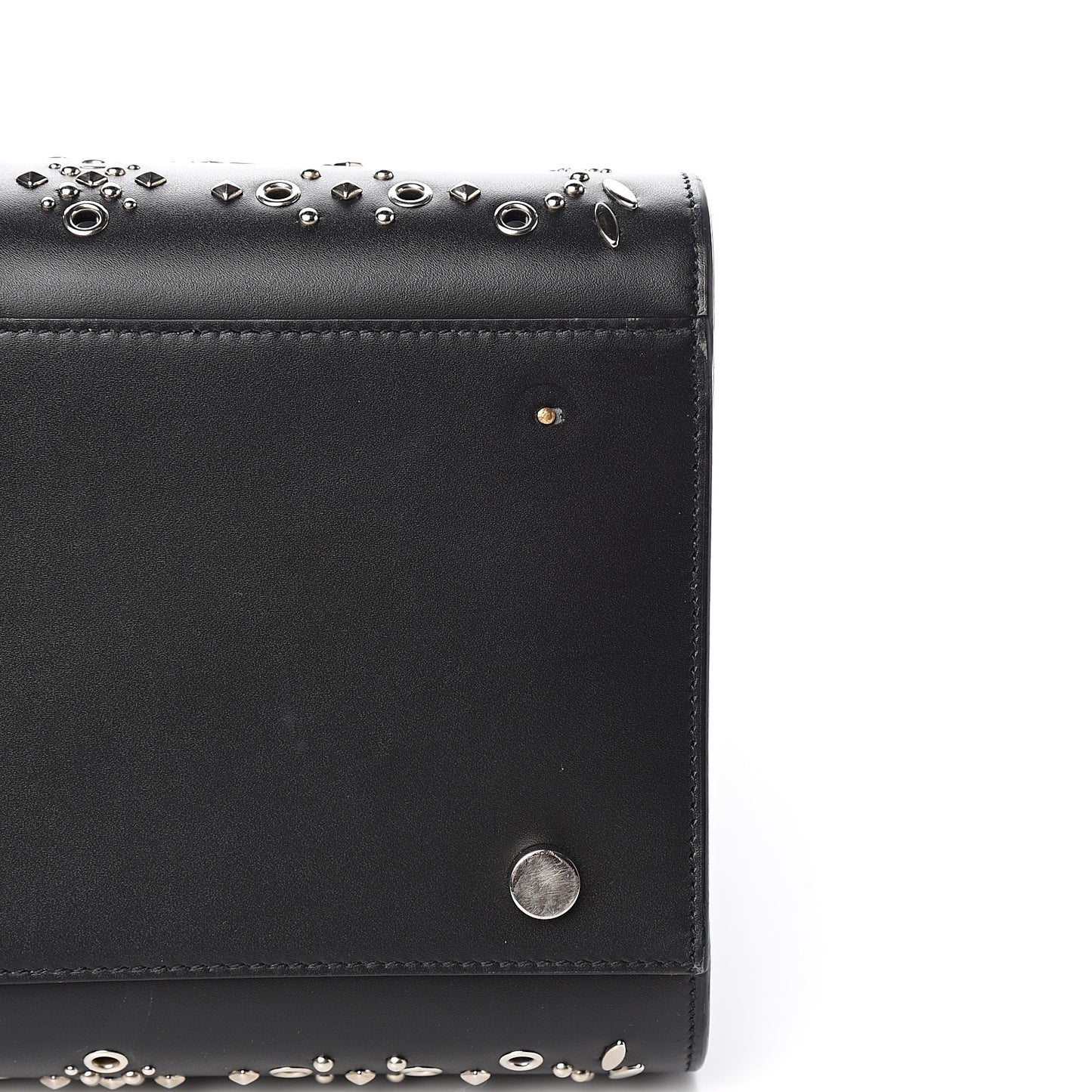 Calfskin Perforated Bandana Studded Small Sac De Jour Black