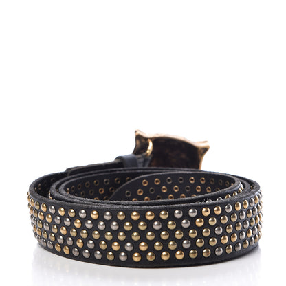 Gucci Calfskin Studded Feline Belt 105 42 Black 3 of 10