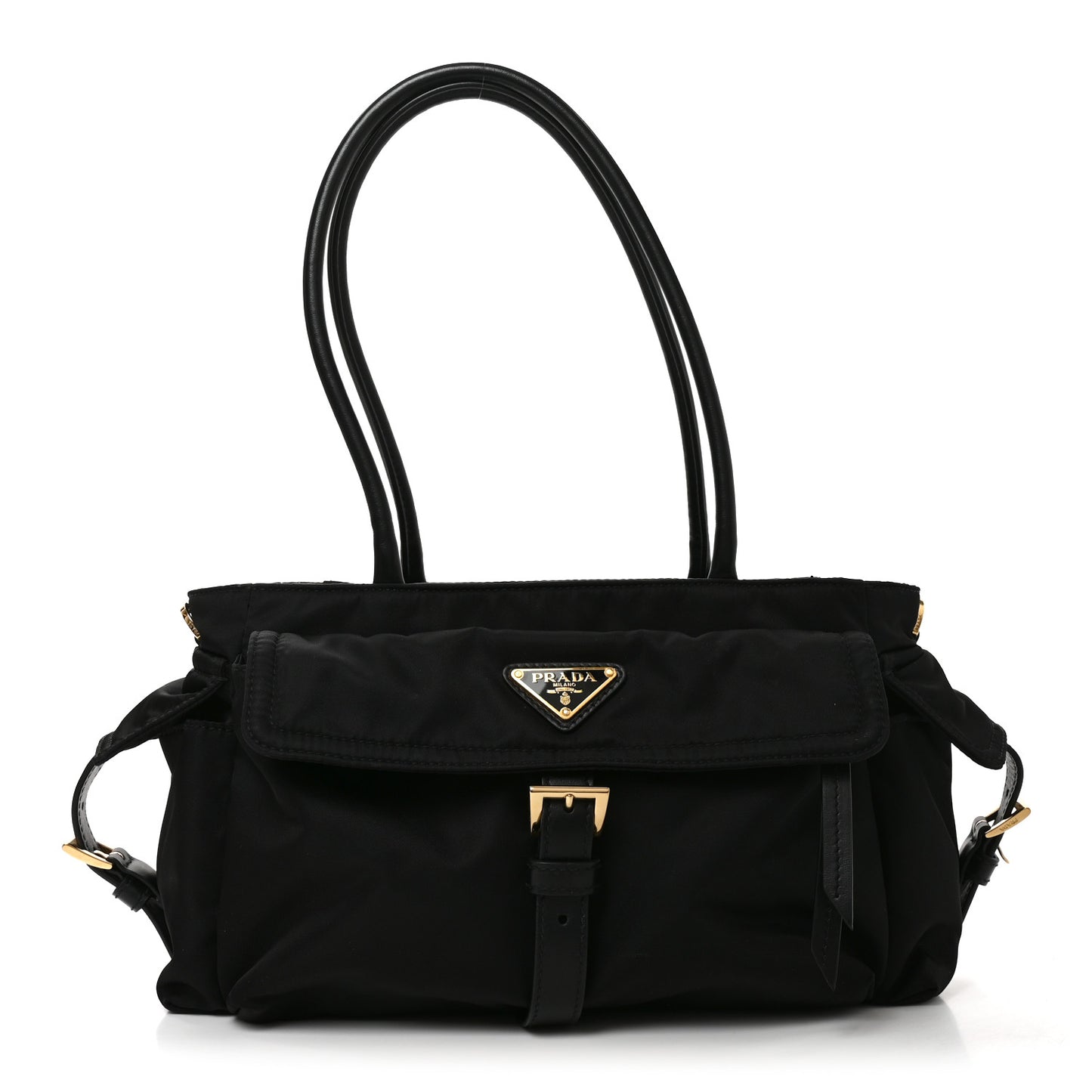 Re-Nylon Triangle Medium Explore Tote Black