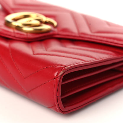 Gucci Calfskin Matelasse GG Marmont Chain Wallet Hibiscus Red 9 of 10