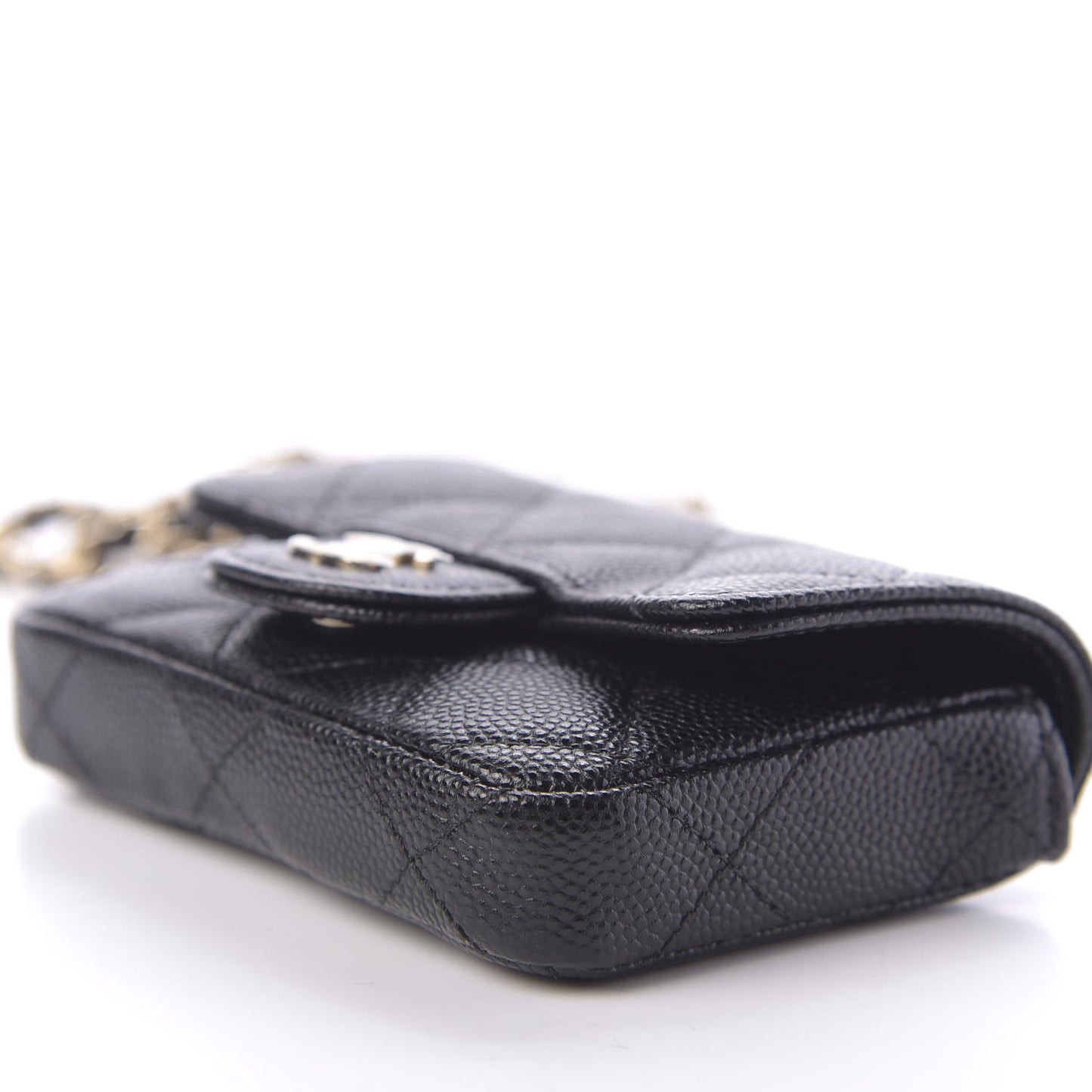 Caviar Quilted Mini Chain Belt Bag Black