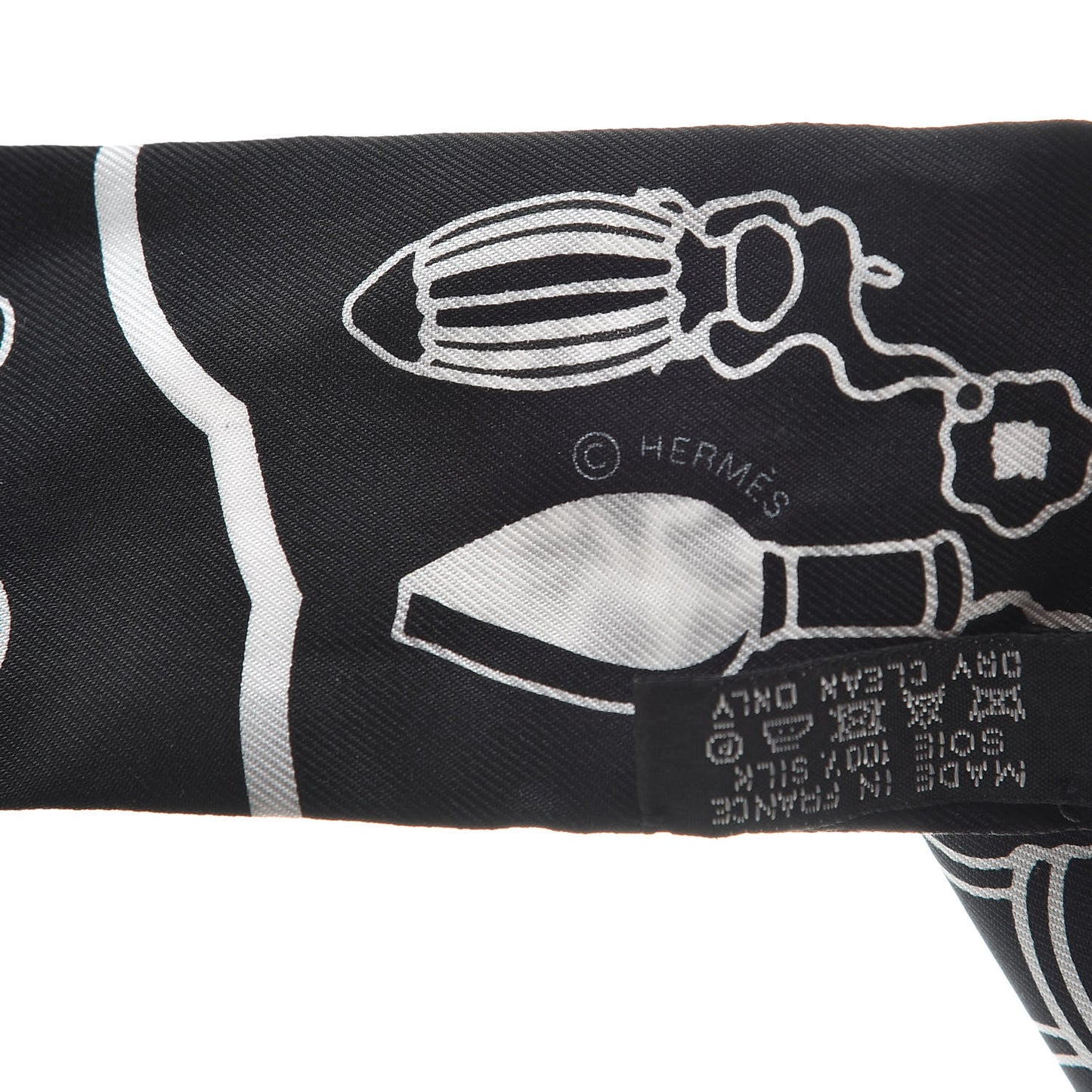 Silk Les Flacons Bandana Twilly Prune Black White