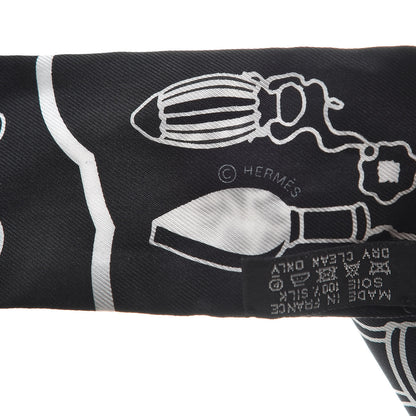 Hermes Silk Les Flacons Bandana Twilly Prune Black White 5 of 8