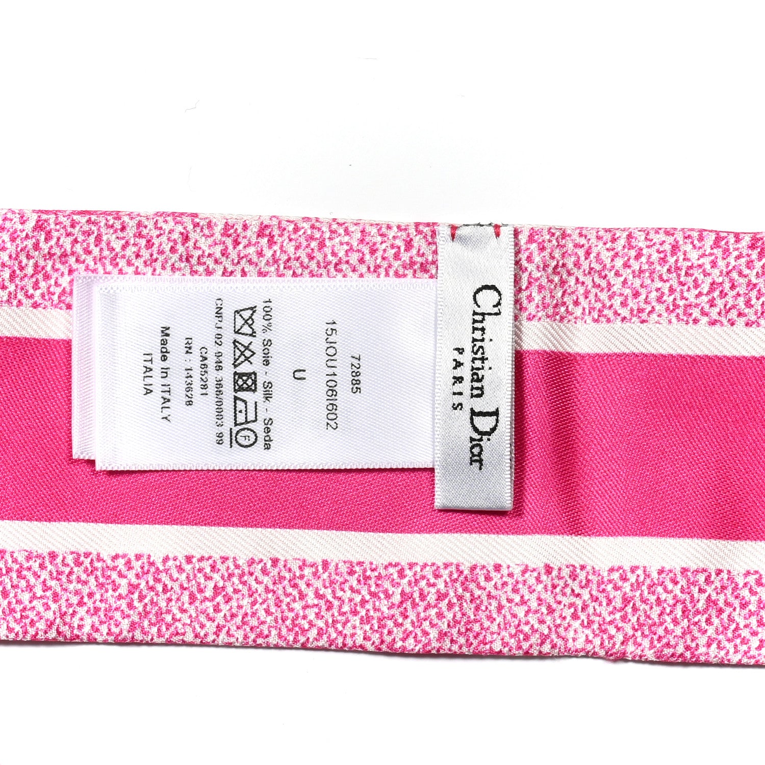 Christian Dior Silk Toile De Jouy Mitzah Scarf  Ivory Fluorescent Pink 3 of 3