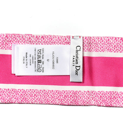 Christian Dior Silk Toile De Jouy Mitzah Scarf  Ivory Fluorescent Pink 3 of 3