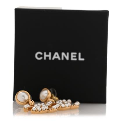 Chanel Pearl Crystal CC Drop Earrings Gold 6 of 6