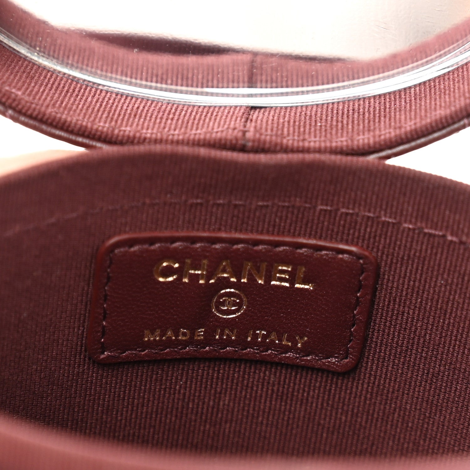 Chanel Lambskin Quilted Round Mini Vanity Case With Chain Burgundy 6 of 12