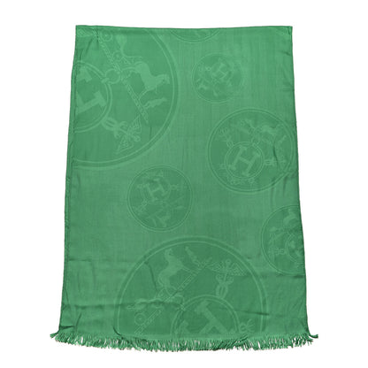 Hermes Cashmere Silk New Libris Stole Vert Herbe 3 of 5