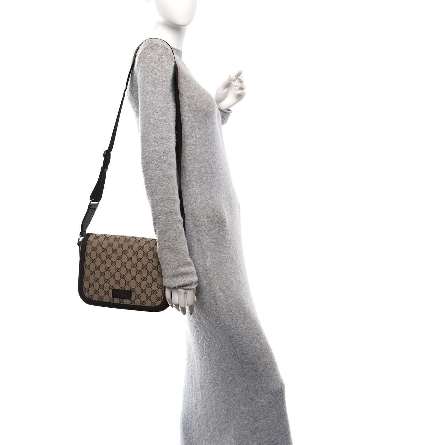 Monogram Large Flap Messenger Bag Beige Dark Brown
