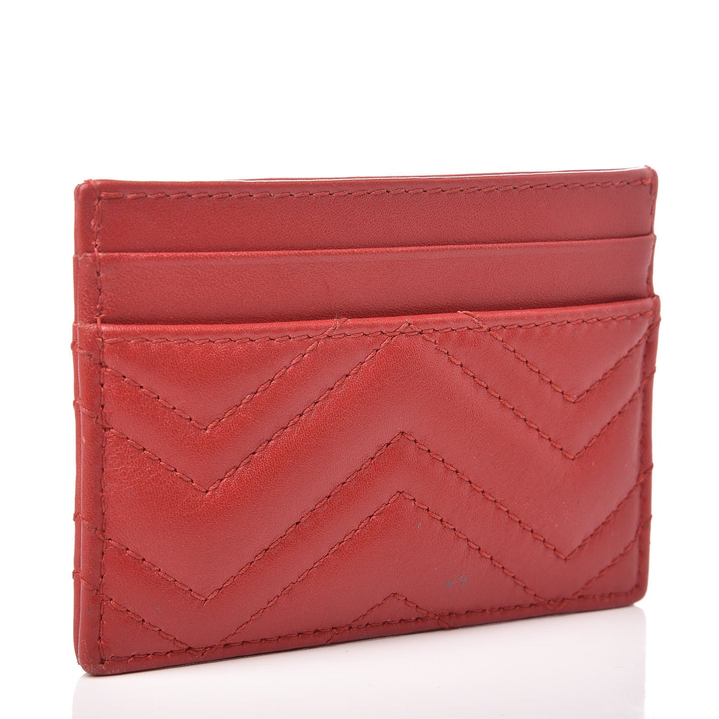Calfskin Matelasse GG Marmont Card Holder Hibiscus Red