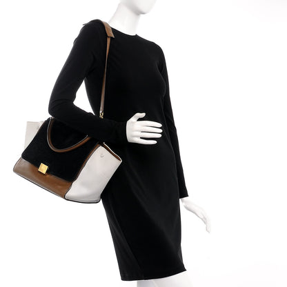 Celine Calfskin Suede Medium Tri-Color Trapeze Black 2 of 11