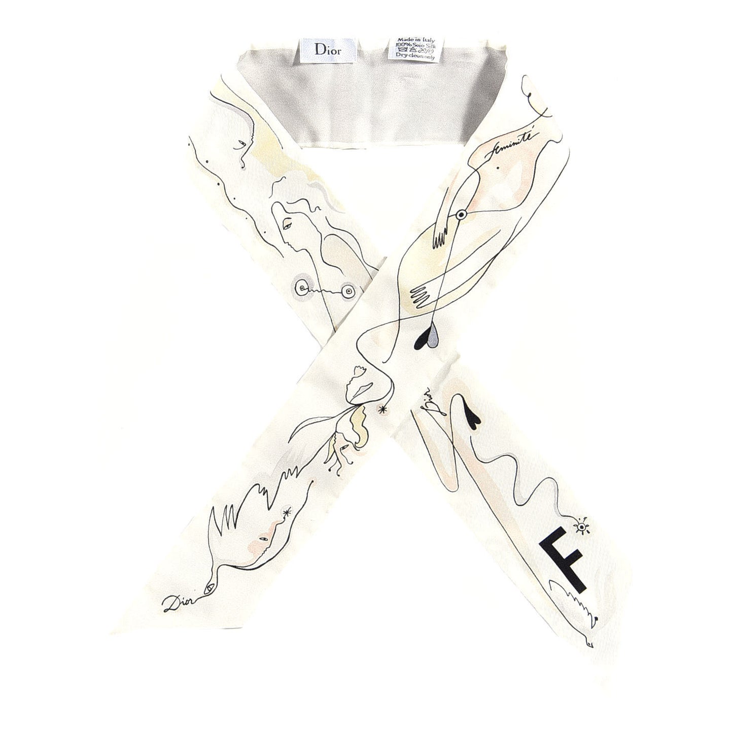 Silk Mitzah "F" Scarf Off White