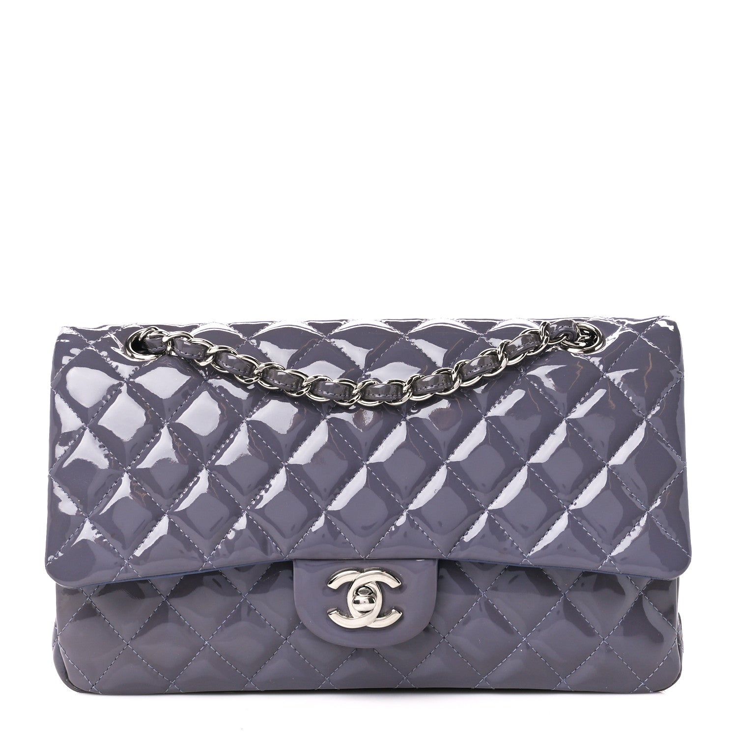 Chanel Patent Calfskin Quilted Medium Double Flap Light Purple 1 of 11